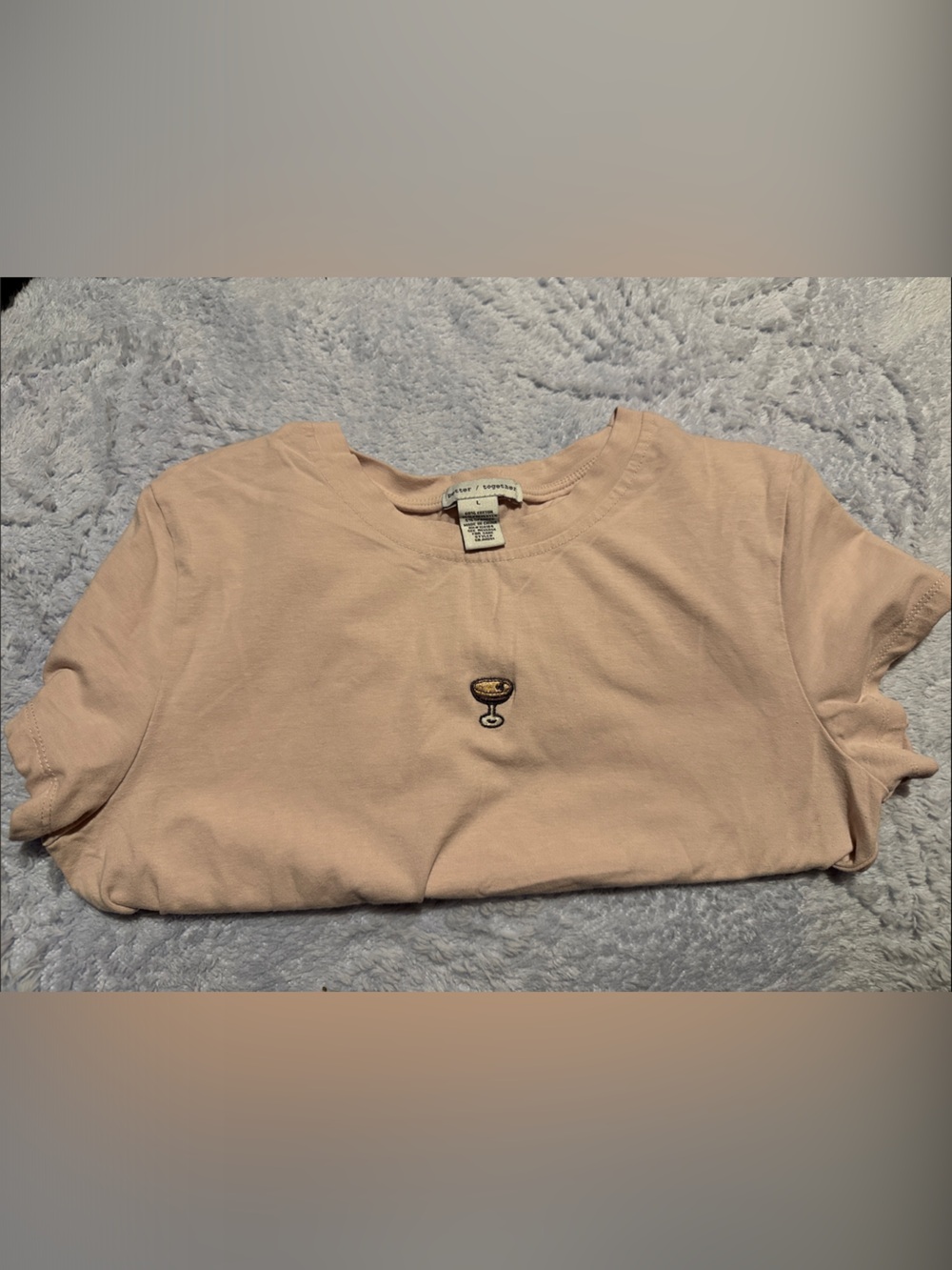Martini Embroidered Short Sleeve Tee - tan